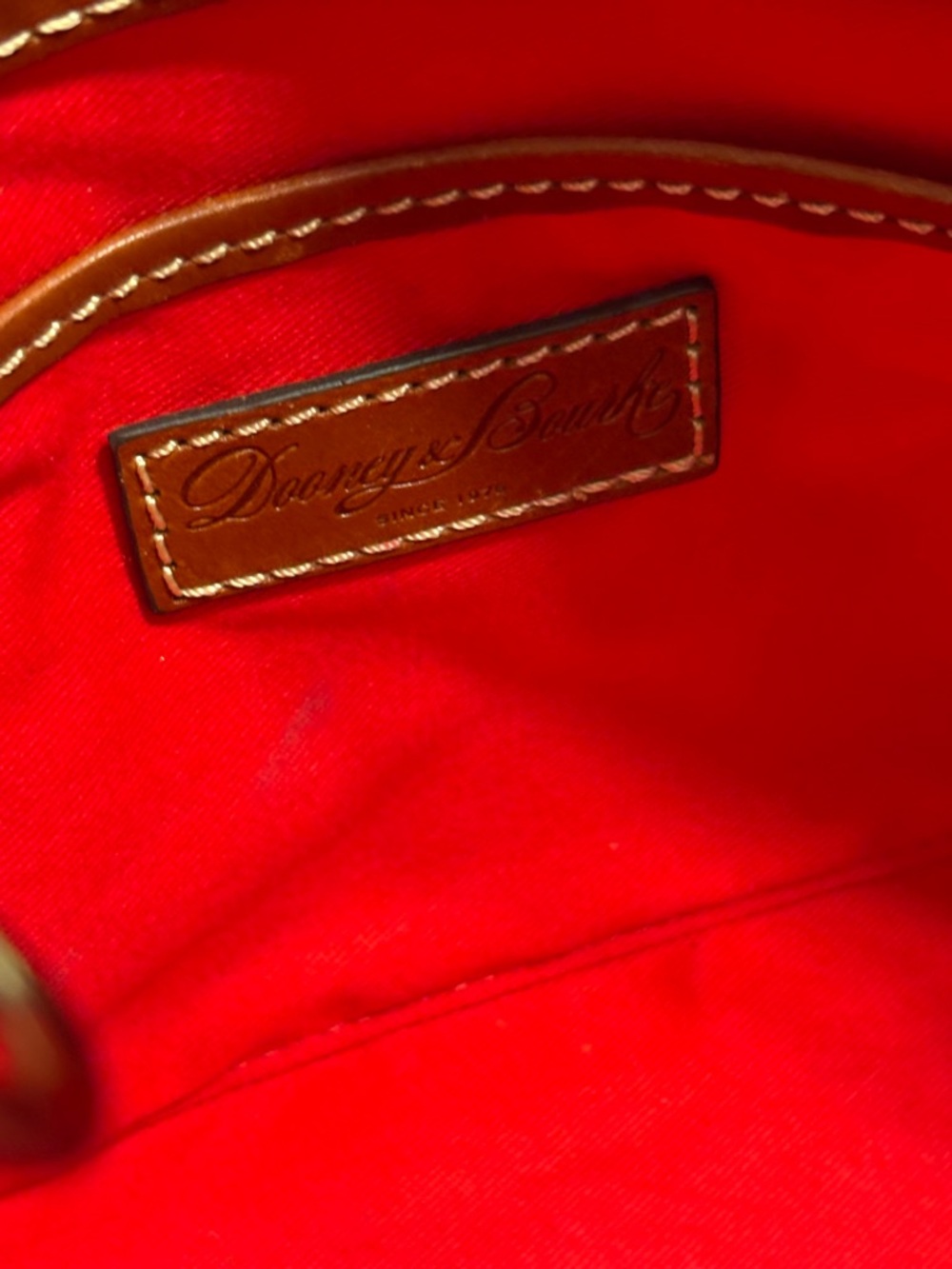 Dooney & Bourke Cream Tote with Brown Trim and Red Interior - Picture 5 of 8